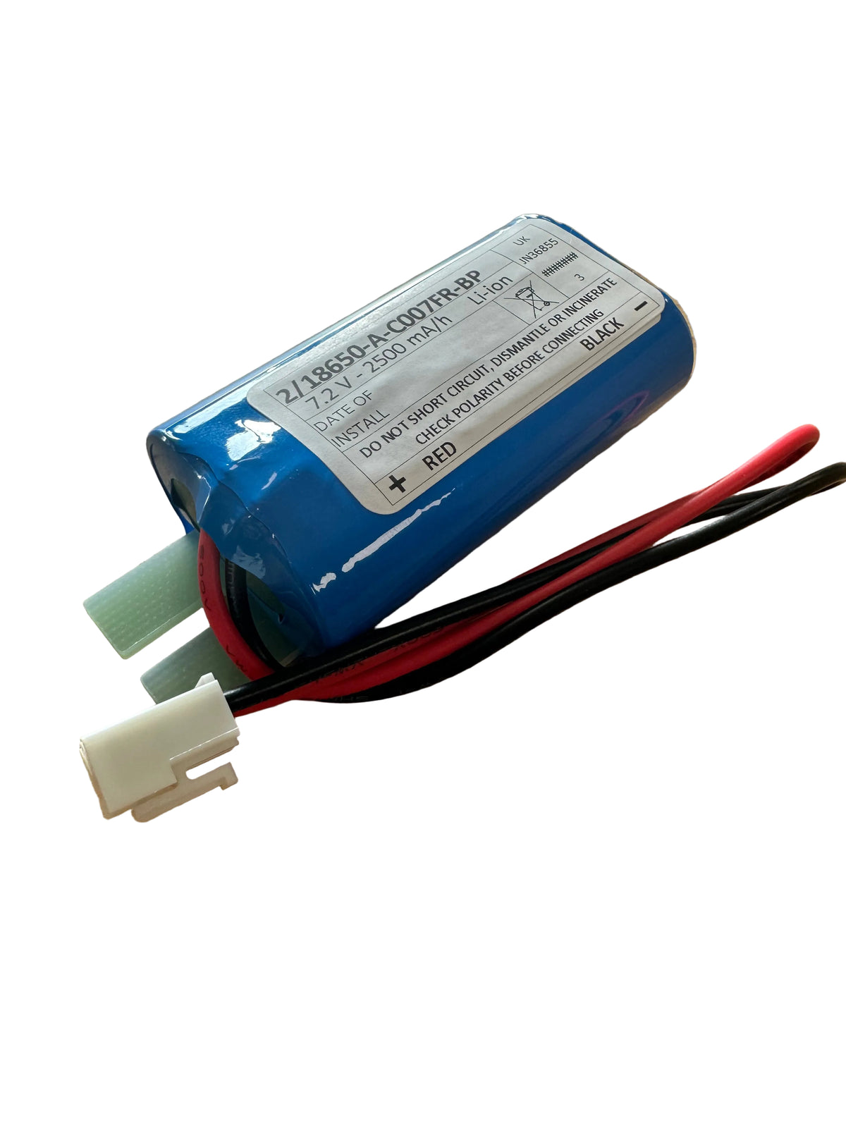 LBP2-SS-7.2V-2500MAH-2W-BP-C007F-REV 7.2V 2.5Ah 18650 LiFePO4 2 Wire Battery Connector - Base Plate - LED Retro