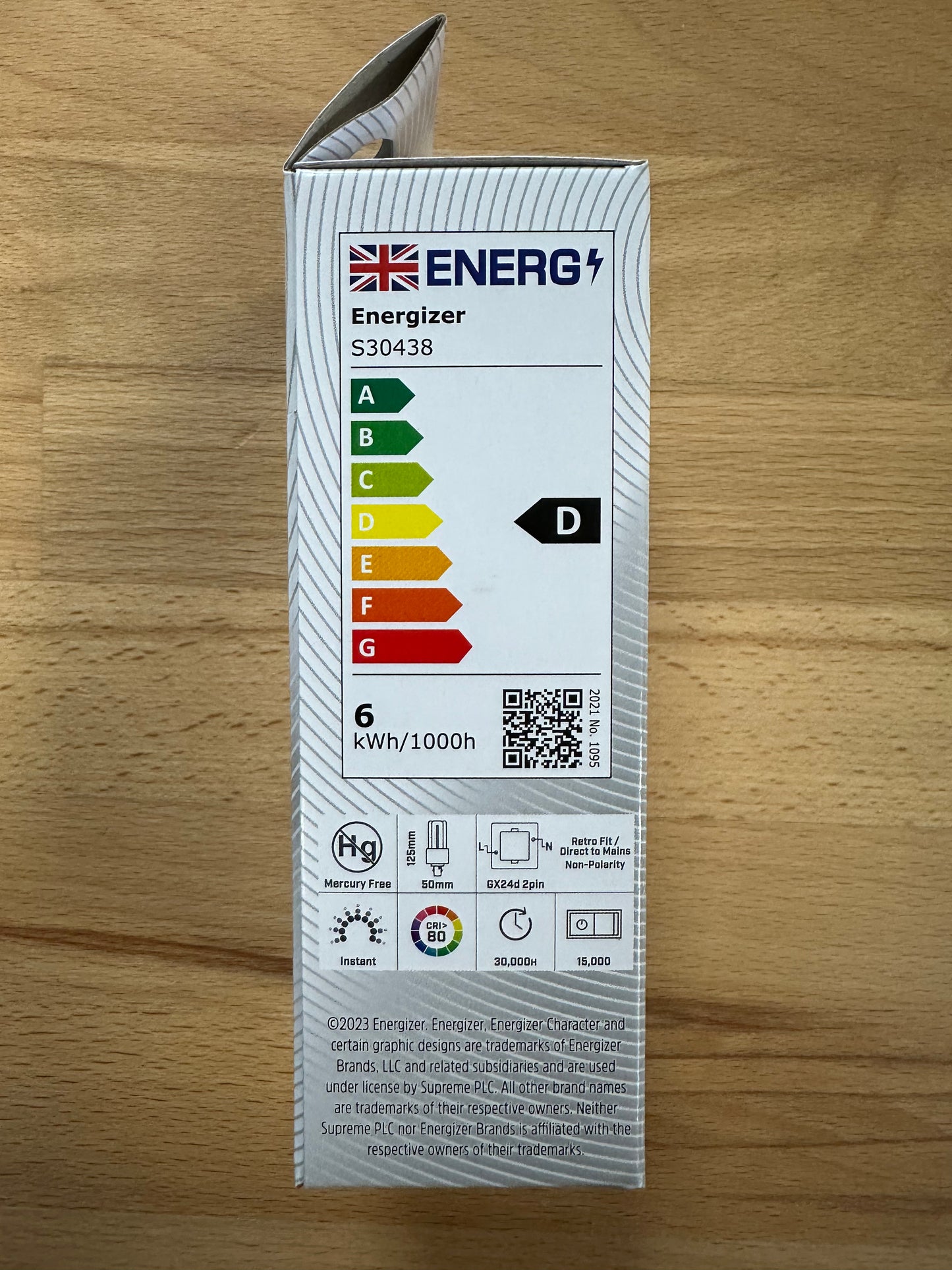 Energizer 6W=18W LED PLT (PL-T) G24d-2 2Pin 840lm 4000K (Cool White) - S30438 - LED Retro
