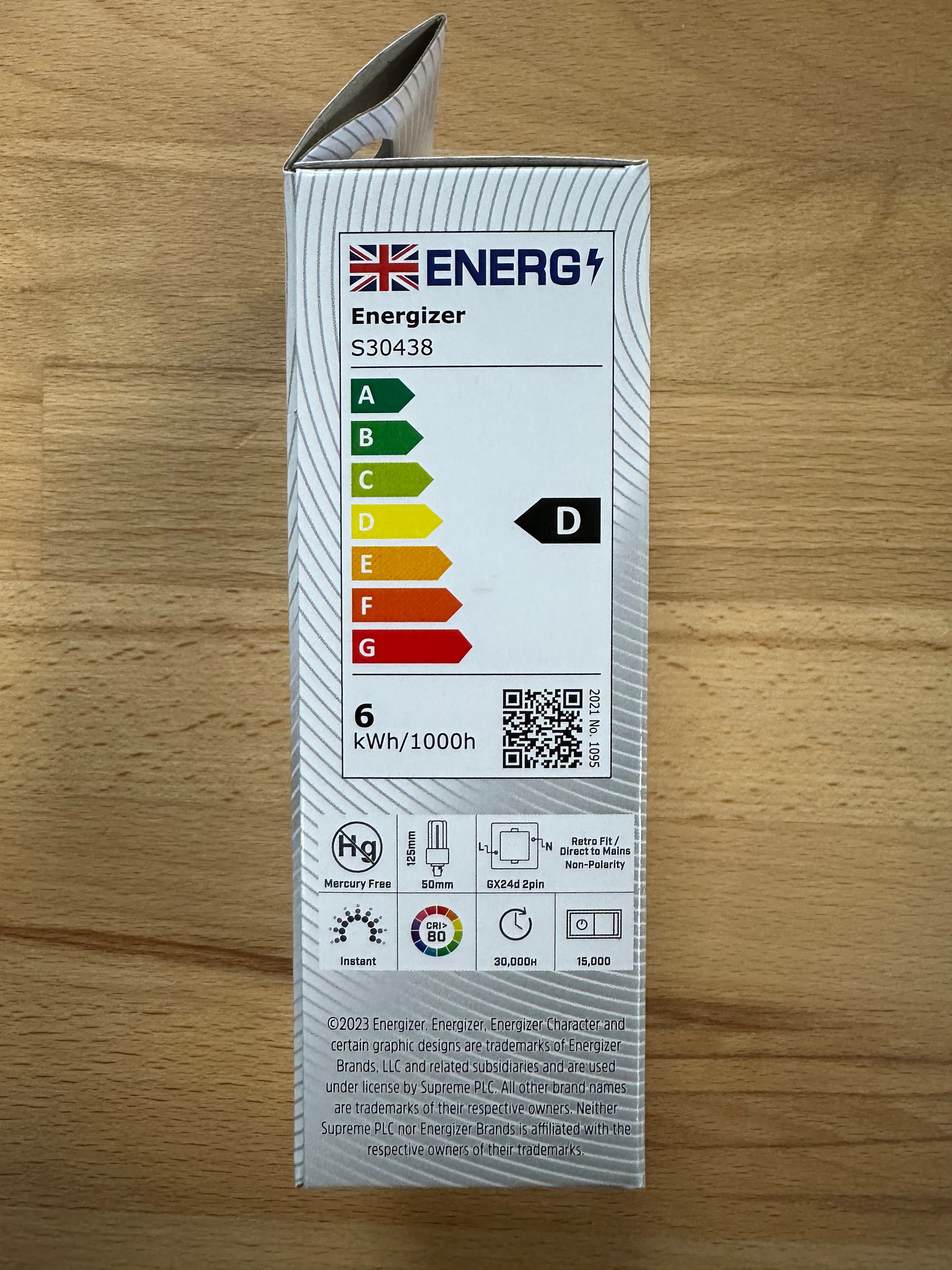 Energizer 6W=18W LED PLT (PL-T) G24d-2 2Pin 840lm 4000K (Cool White) - S30438 - LED Retro