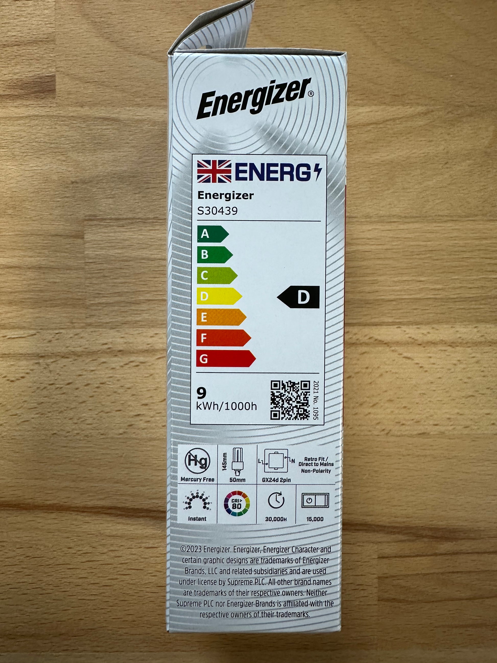 Energizer 9W=26W LED PLT (PL-T) G24d-3 2Pin 1260lm 4000K (Cool White) - S30439 - LED Retro