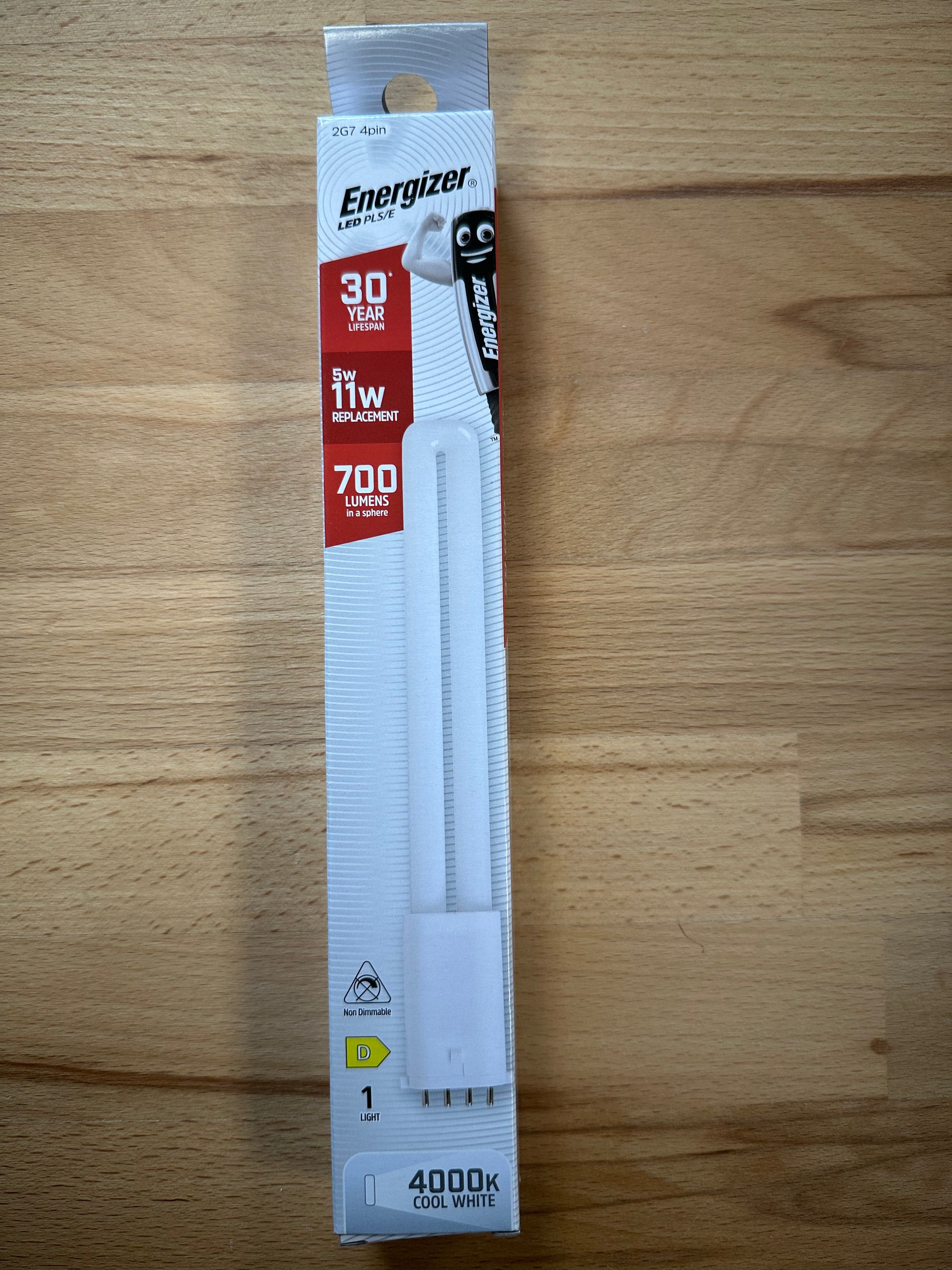 Energizer 5W=11W LED PLS 2G7 4Pin 700lm (Cool White) - S30437 - LED Retro