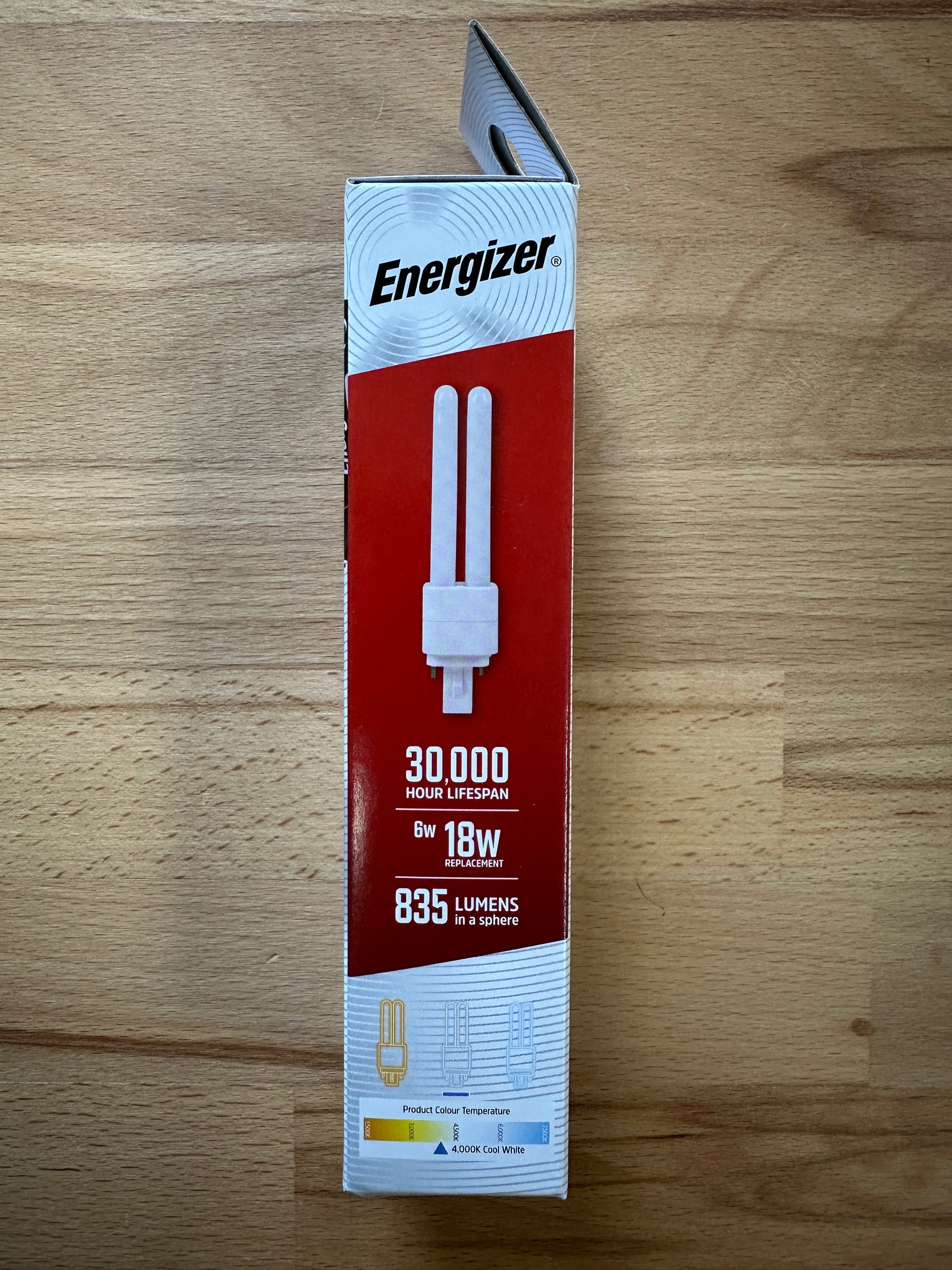 Energizer 6W=18W LED PLD (PL-C) G24d 2Pin 835lm 4000K (Cool White) - S30422 - LED Retro