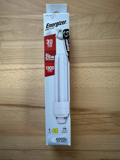 Energizer 9W=26W LED PLD (PL-C) G24Q 4Pin 1300lm 4000K (Cool White) - S30426 - LED Retro