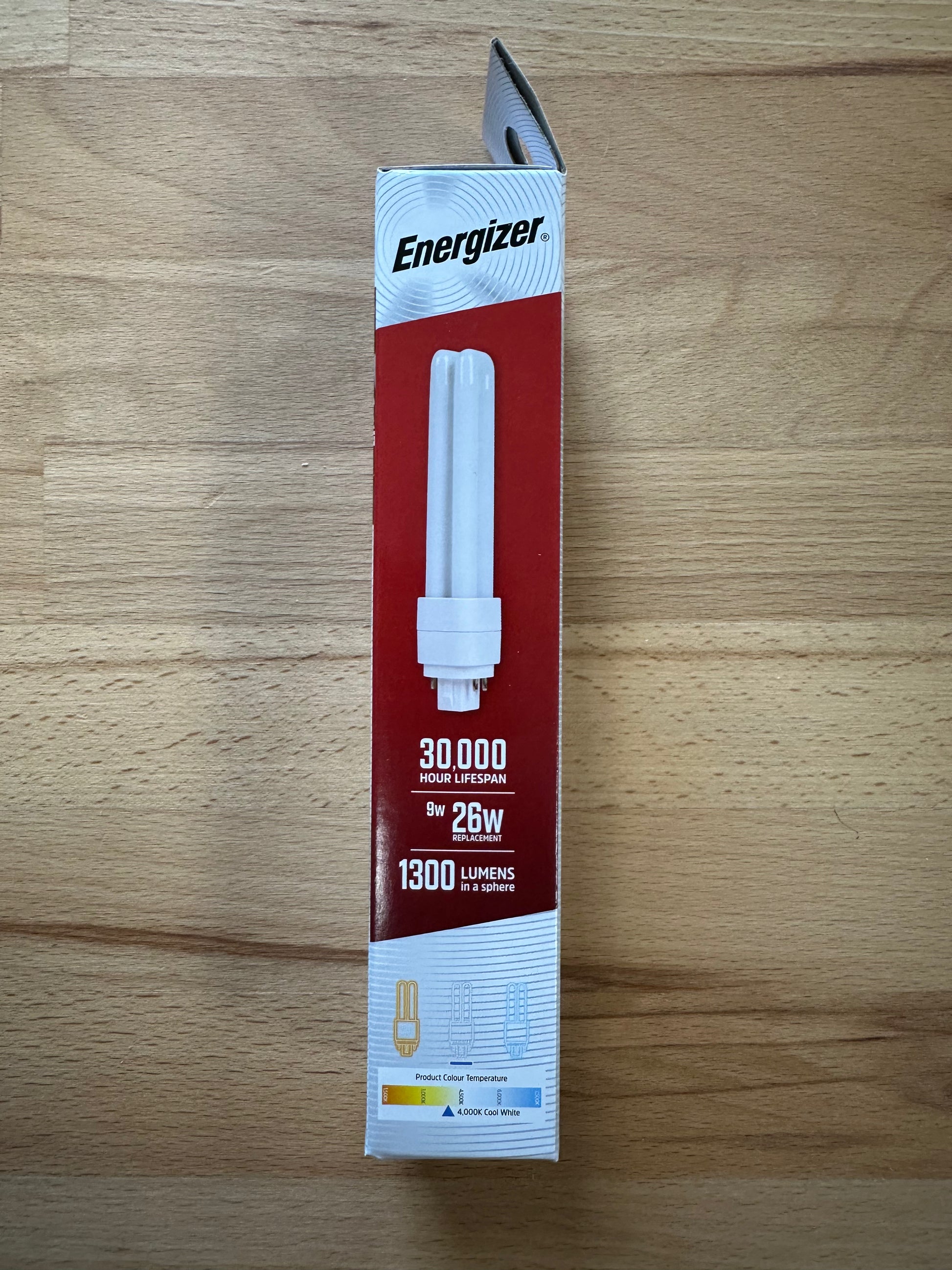Energizer 9W=26W LED PLD (PL-C) G24Q 4Pin 1300lm 4000K (Cool White) - S30426 - LED Retro
