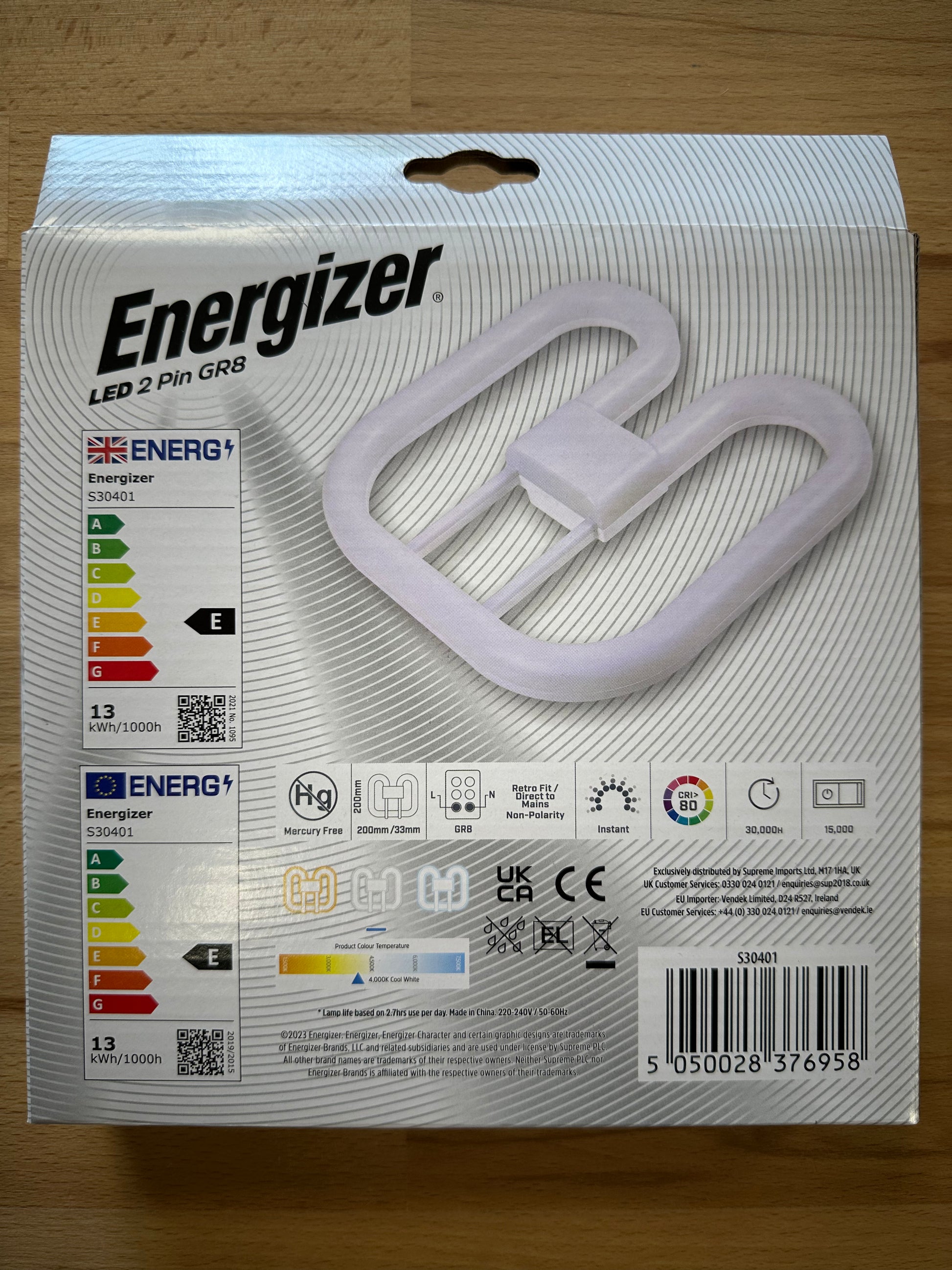Energizer 13W=28W 2D LED GR8 2 Pin 1500lm 4000K (Cool White) - S30401 - LED Retro