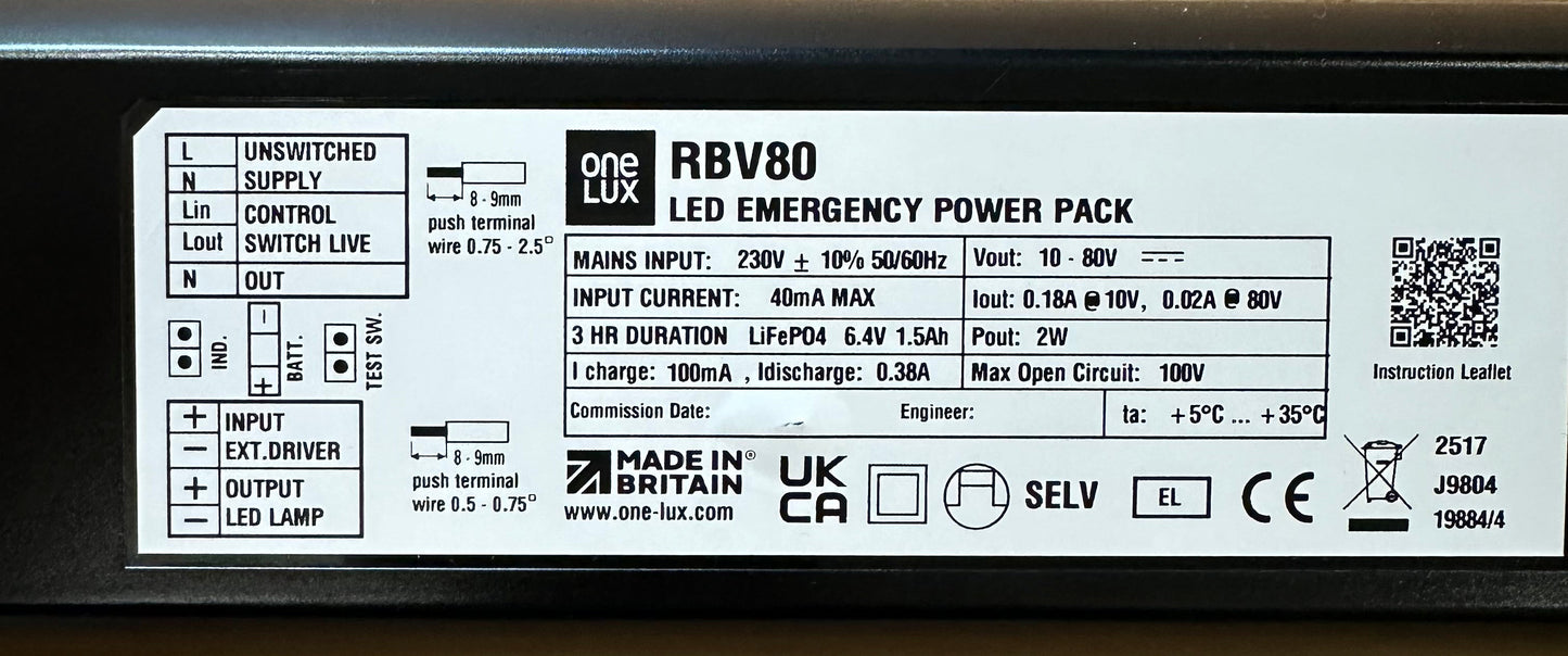 One-Lux LED Versatile Remote RBV80 10-80V 1.6Ah LiFePO4 2W - LED Retro