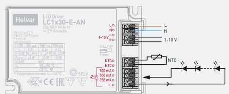 Helvar LC1X30-E-AN 30W 1-10V Dimmable LED Driver - LED Retro