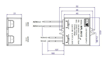 MW Power MPL-06-12 6W 500mA 12V LED Power Supply - LED Retro