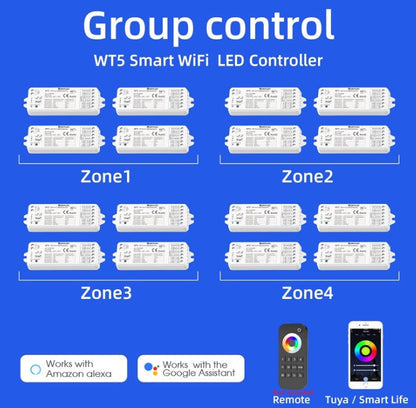 Skydance WT5 Smart Wireless 5 in 1 WiFi LED Controller, APP/Voice Control - LED Retro