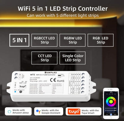 Skydance WT5 Smart Wireless 5 in 1 WiFi LED Controller, APP/Voice Control - LED Retro
