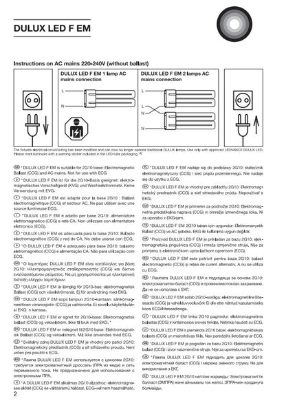 Ledvance 20W=36W DULUX F EM & AC Mains V 2G10 CFL 4 Pin Replacement Lamps Wiring - LED Retro
