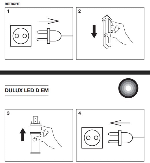 Ledvance DULUX LED EM AC Mains V CFL 2 Pin Replacement Lamps wiring - LED Retro