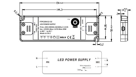 POS Power FTPC20V24-C2 20W 24V/0.83A LED Power Supply - LED Retro