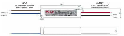 GLP GPV-20-24 24W 12V/1A IP67 LED Power Supply - LED Retro