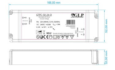GTPC-50-12-D 50W 12V 0-4.16A Triac Dimmable LED Driver - LED Retro