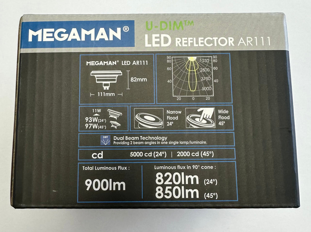 Megaman 11W AR111 Dimming GU10 Dual Beam 24°/45° Professional LED 4000K - 142626 - LED Retro