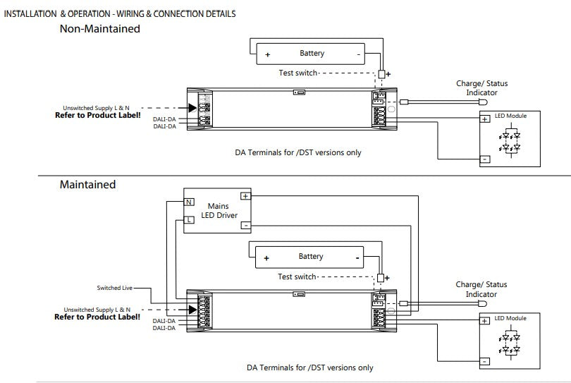 One-Lux OL55/3W/M3/LFP/SS/DST 12-55V 3W DALI/Self-Test LED EM Kit c/w 3.2V 4.4Ah LiFePO4 Battery - LED Retro
