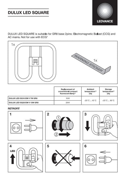 DULUX LED SQ EM & AC MAINS VALUE Wiring - LED Retro